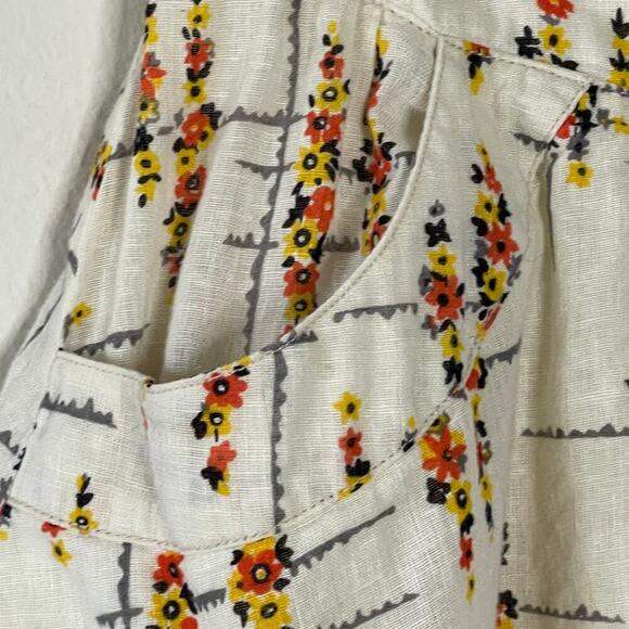FREE PEOPLE FLORAL PRINT LINEN BLEND‎  MINI SKIRT SIZE M VINTAGE - Picture 4 of 9